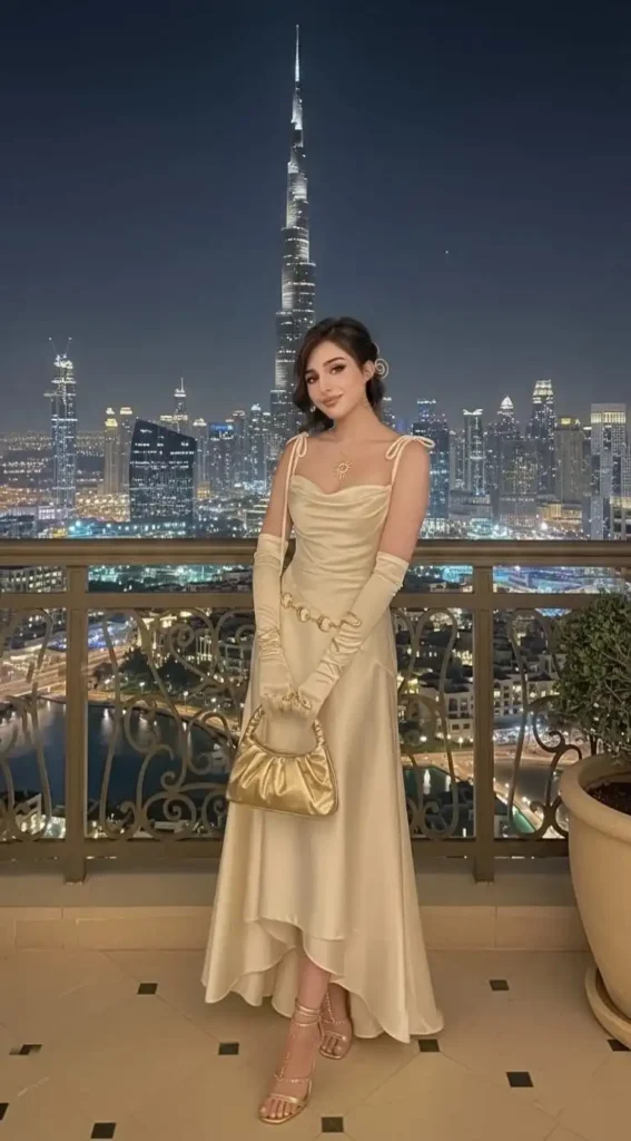 champagne-gold satin dress