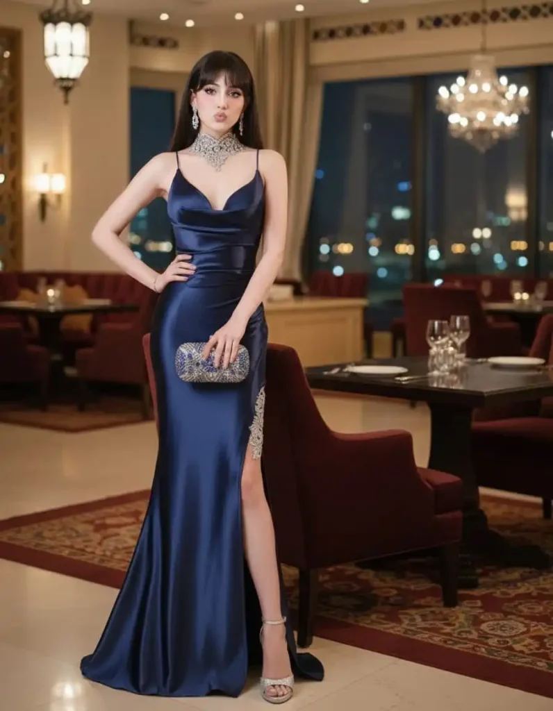 midnight blue gown