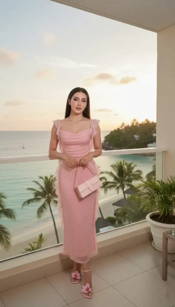 light pink midi dress