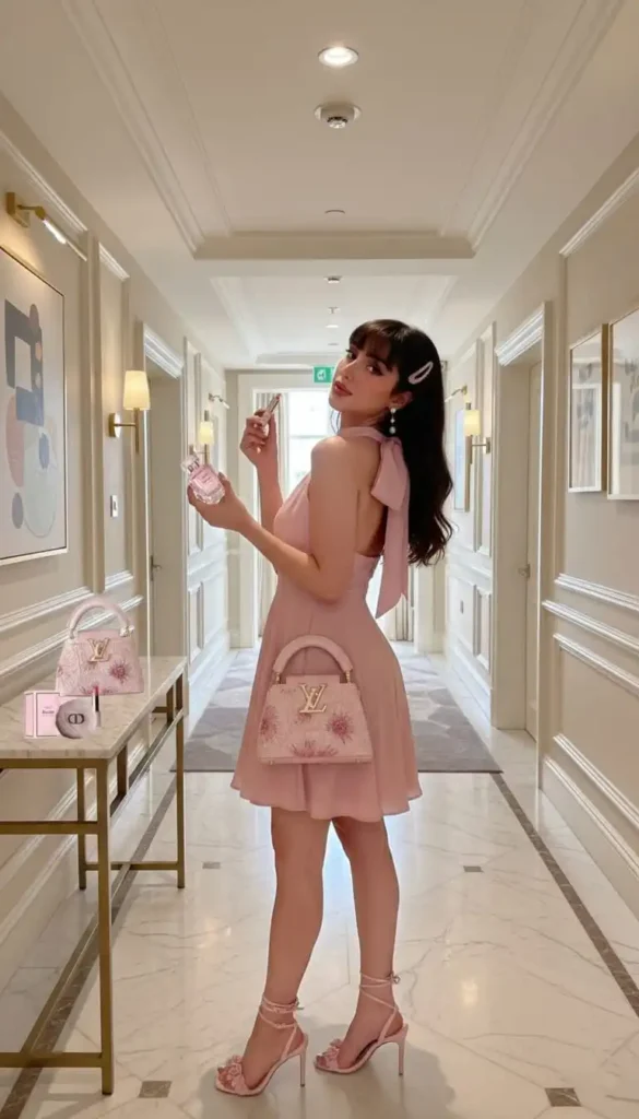 A girl in Pink Mini Dress