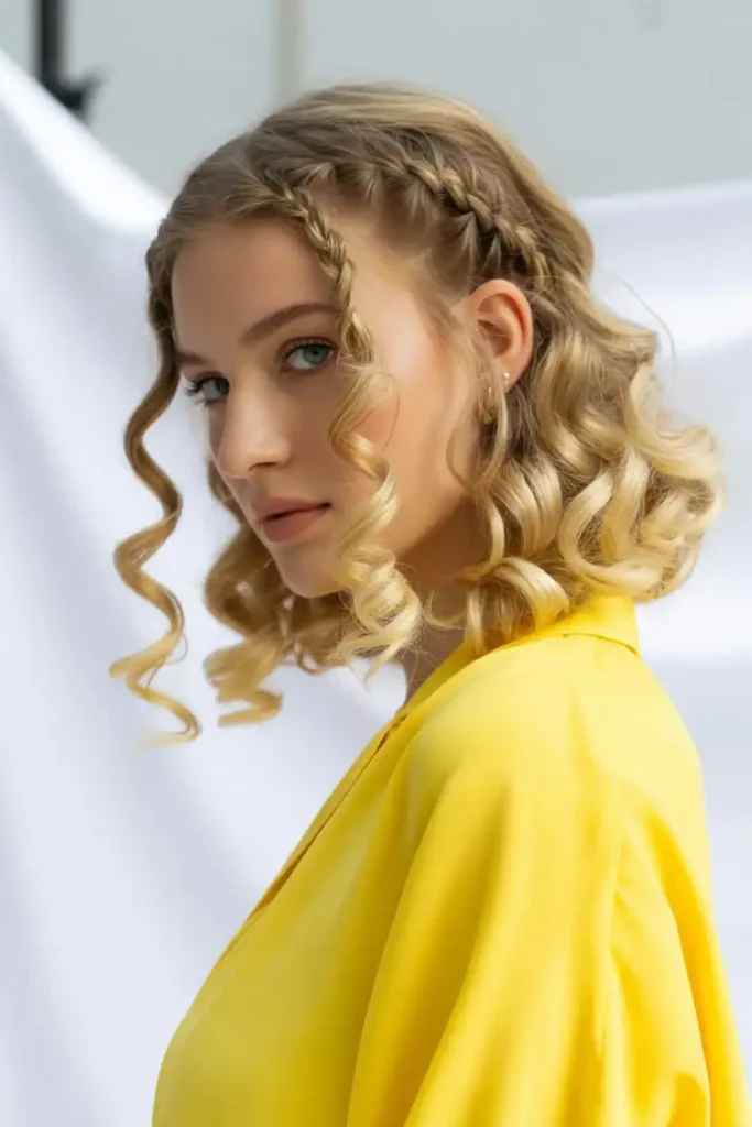 side braids with loose curls