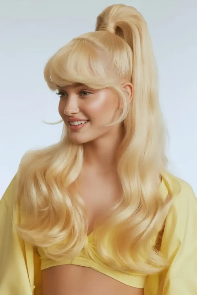bangs with high pony tail