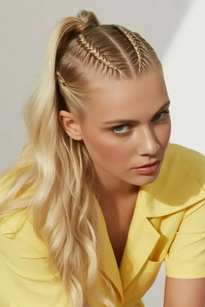 pony tail with corn braids