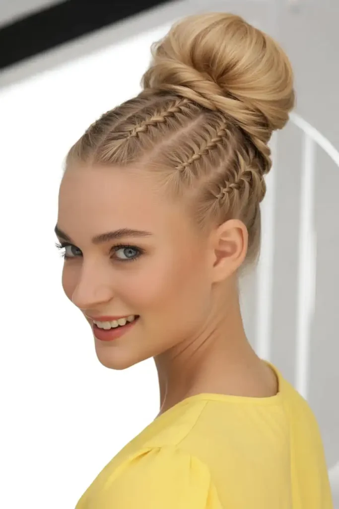 pony tail with corn braids
